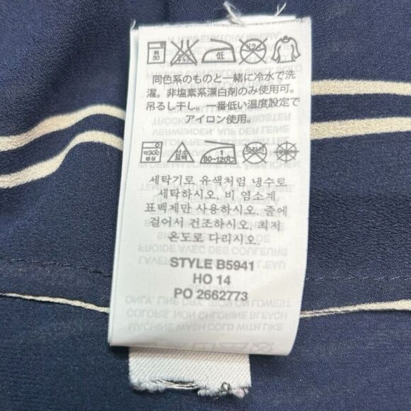 J. Crew‎ Drapey Keyhole Tomboy Tank Top Sheer Navy Blue with White Stripe Size 6 - Picture 9 of 12